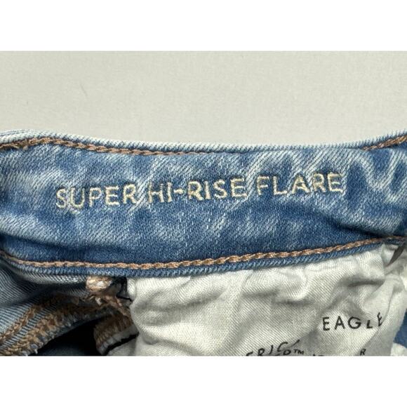 American Eagle Women's Super Hi-Rise Flare Blue Denim Jeans - Size 2 (24x30) - Picture 5 of 6